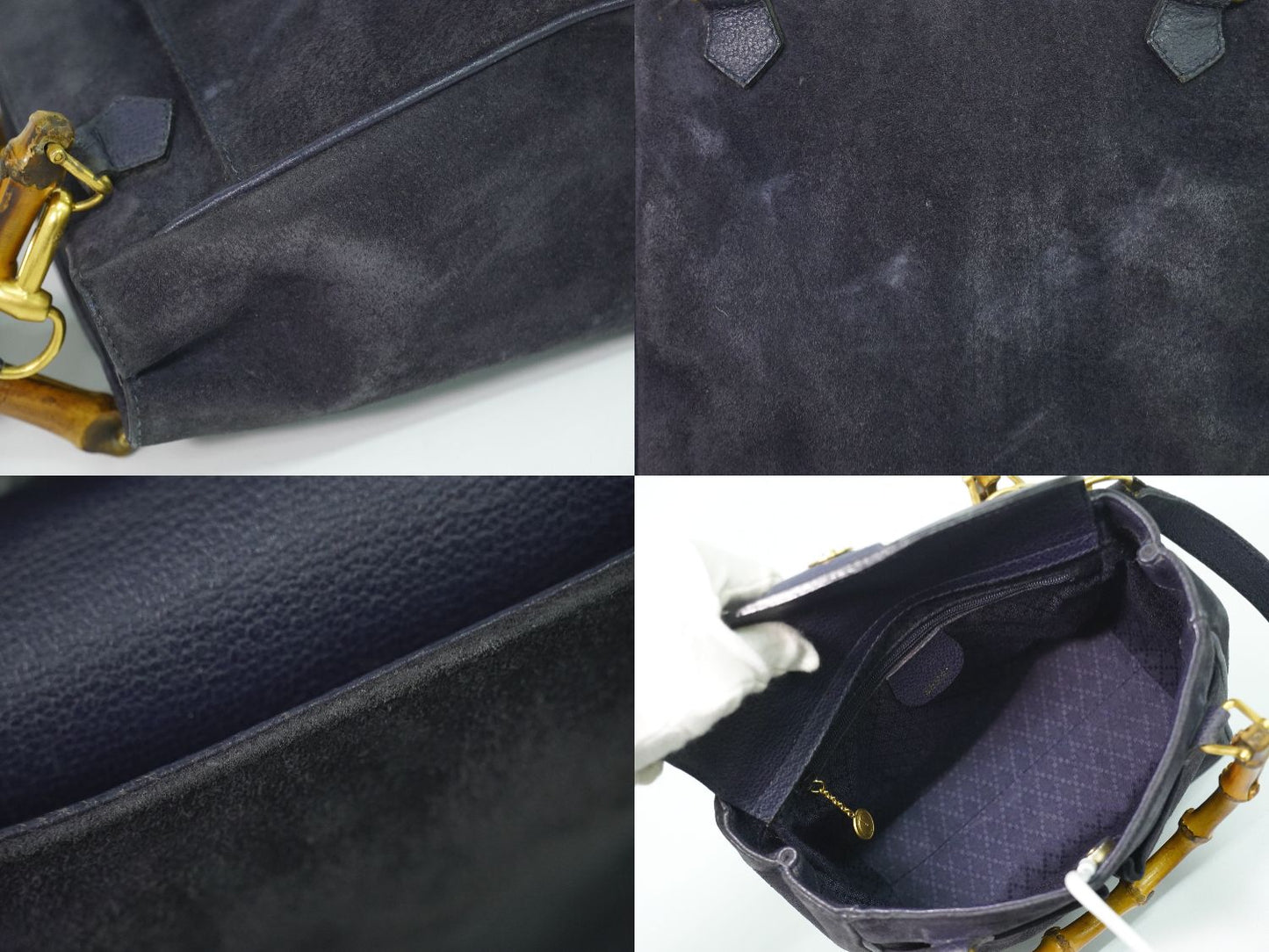 GUCCI バンブー 2WAY ショルダーバッグ ネイビー