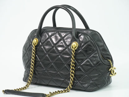 CHANEL マトラッセ 2WAY ボーリングバッグ ブラック