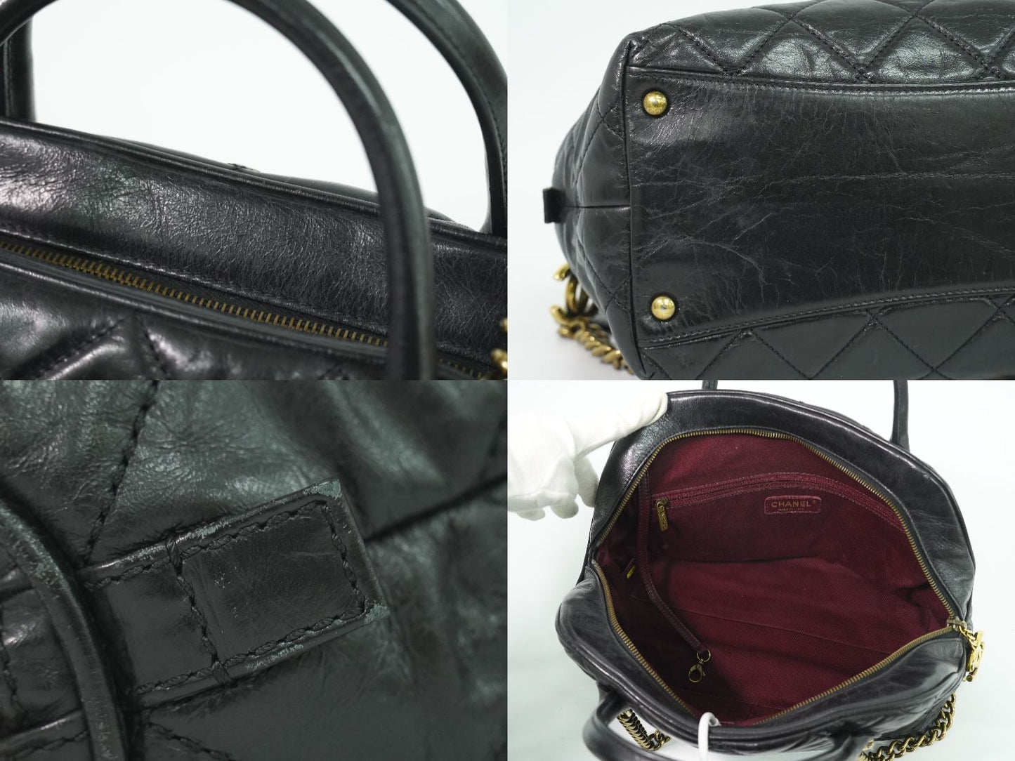 CHANEL マトラッセ 2WAY ボーリングバッグ ブラック