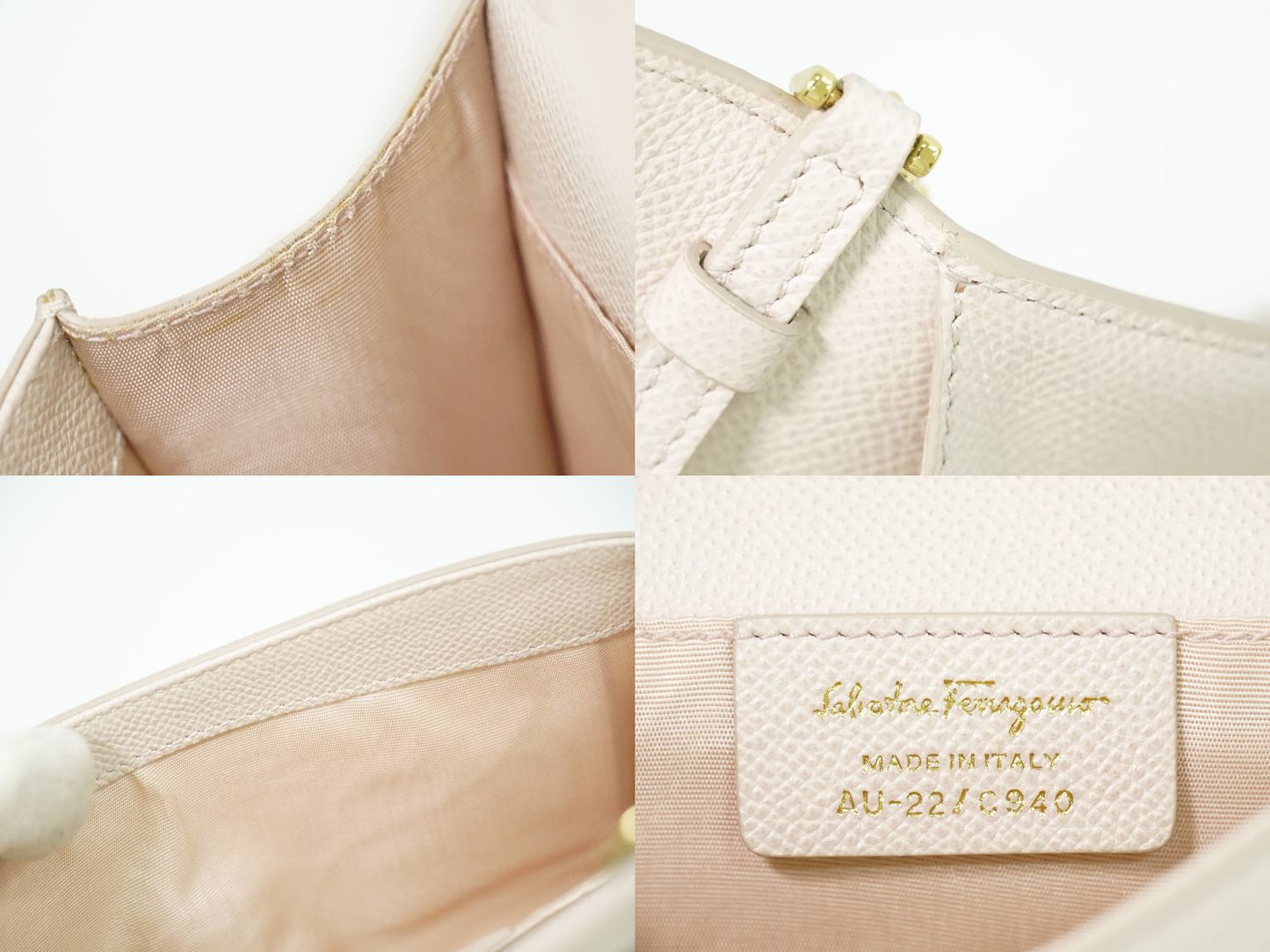 Salvatore Ferragamo ヴァラ リボン 2WAY ショルダーバッグ ピンクベージュ