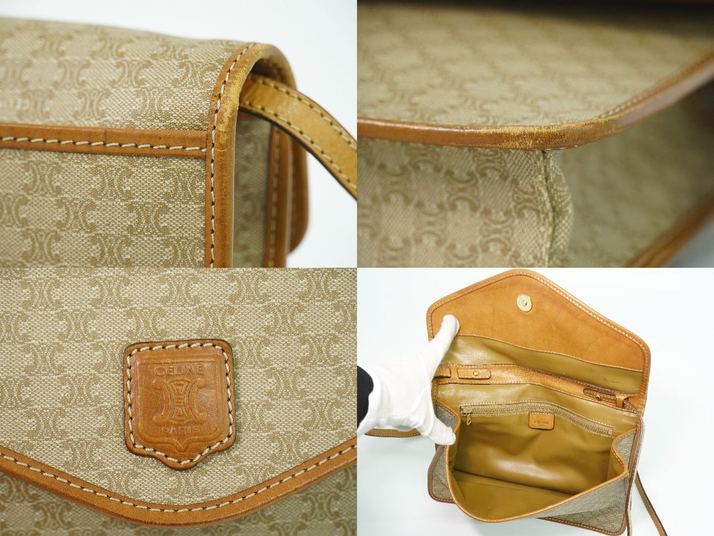 CELINE マカダム 2WAY ショルダーバッグ ベージュ