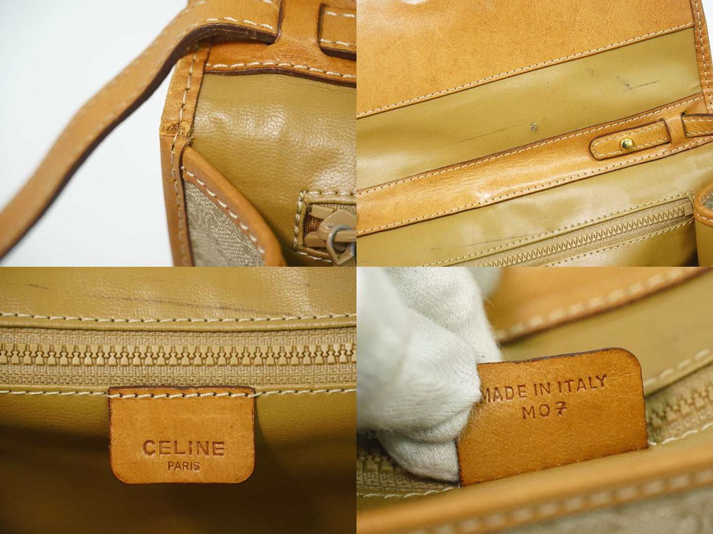 CELINE マカダム 2WAY ショルダーバッグ ベージュ