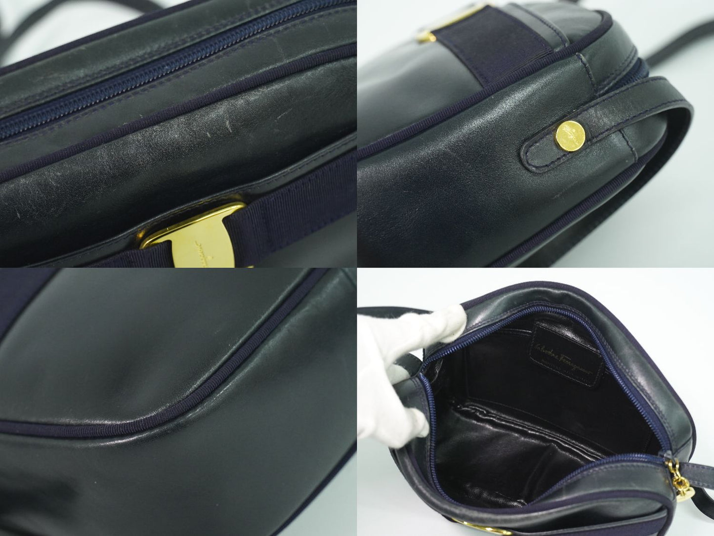 Salvatore Ferragamo ヴァラ ショルダーバッグ ネイビー