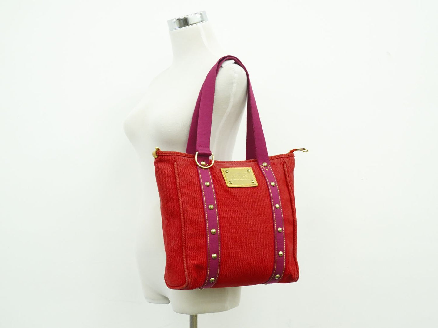 LOUIS VUITTON カバ MM アンティグア ショルダーバッグ ルージュ M40034