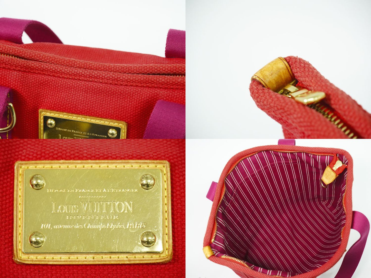 LOUIS VUITTON カバ MM アンティグア ショルダーバッグ ルージュ M40034