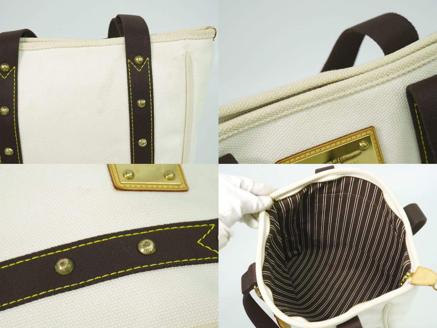 LOUIS VUITTON アンティグア カバ MM キャンバス ショルダーバッグ エクリュ M40036