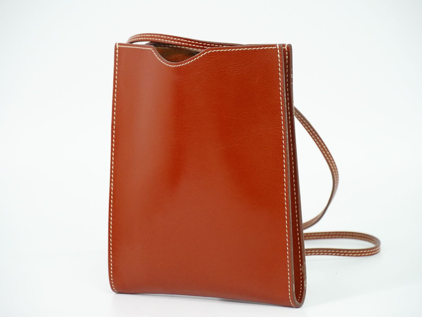 HERMES オニメトゥ ボックスカーフ レザー ショルダーバッグ ライトブラウン