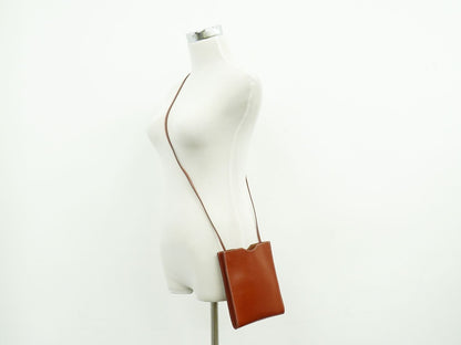 HERMES オニメトゥ ボックスカーフ レザー ショルダーバッグ ライトブラウン