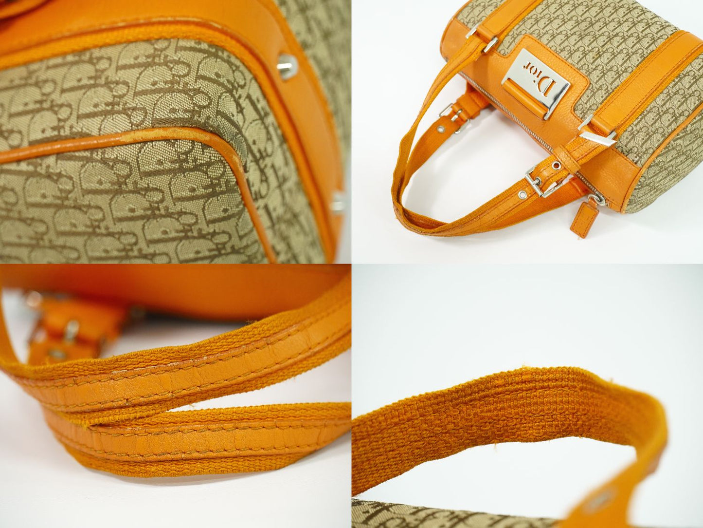 Christian Dior トロッター ミニ ボストンバッグ ベージュ オレンジ