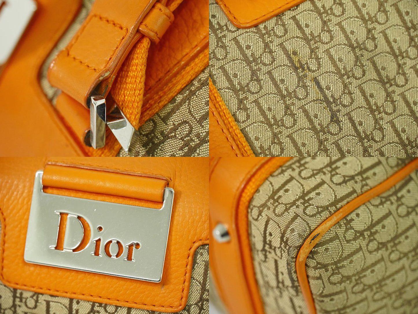 Christian Dior トロッター ミニ ボストンバッグ ベージュ オレンジ