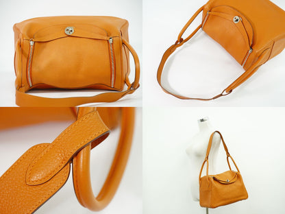 HERMES リンディ 34 トリヨンクレマンス レザー 2WAY ショルダーバッグ □P刻 2012年 オレンジ