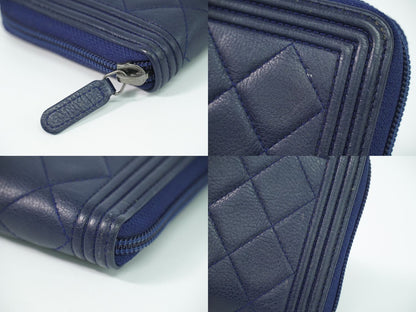 CHANEL ボーイシャネル ココマーク 長財布 ネイビー