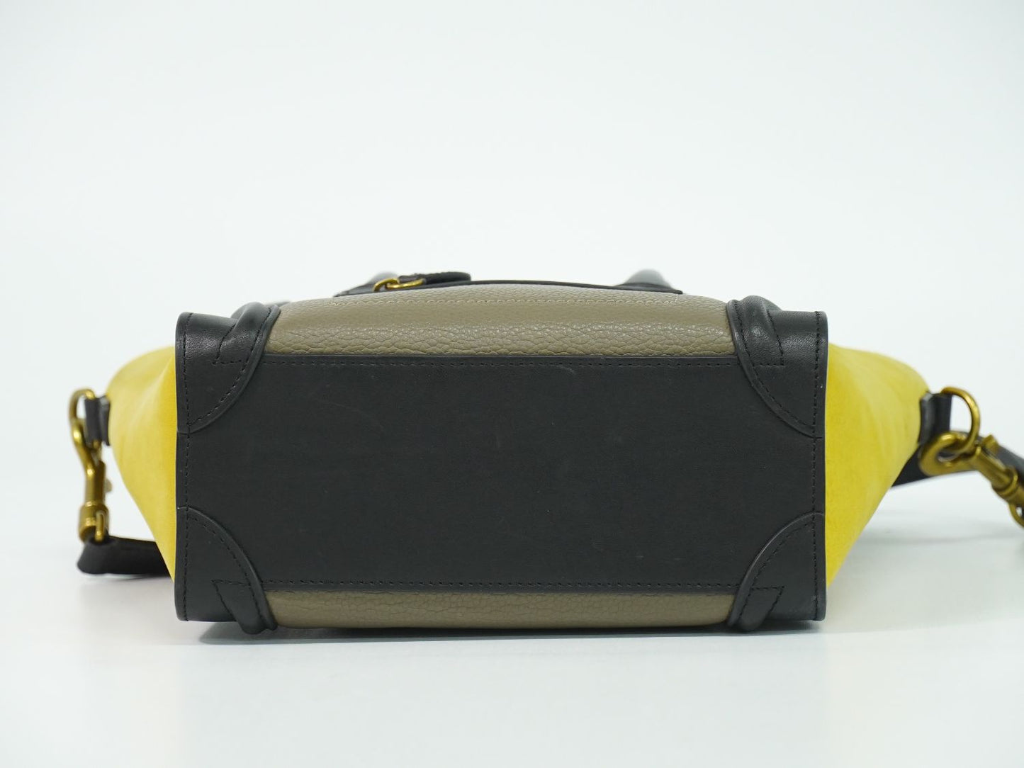 CELINE ラゲージ ナノショッパー 2WAY ショルダーバッグ グレージュ イエロー ブラック