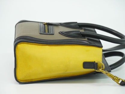 CELINE ラゲージ ナノショッパー 2WAY ショルダーバッグ グレージュ イエロー ブラック