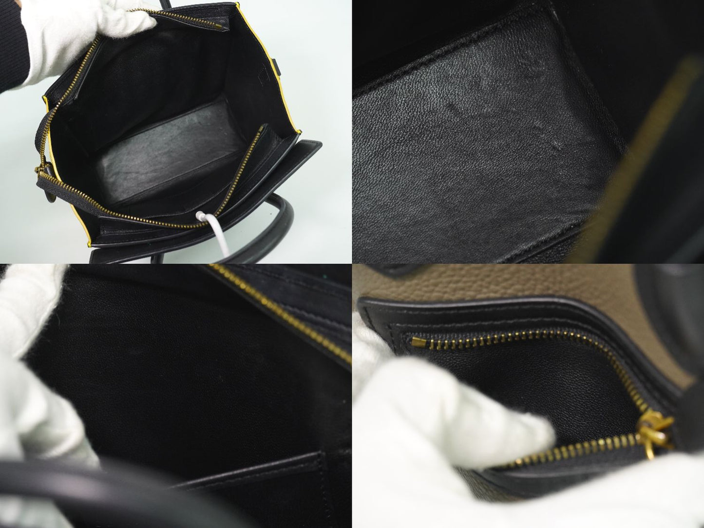 CELINE ラゲージ ナノショッパー 2WAY ショルダーバッグ グレージュ イエロー ブラック