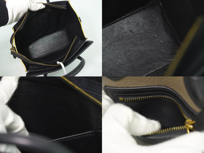 CELINE ラゲージ ナノショッパー 2WAY ショルダーバッグ グレージュ イエロー ブラック