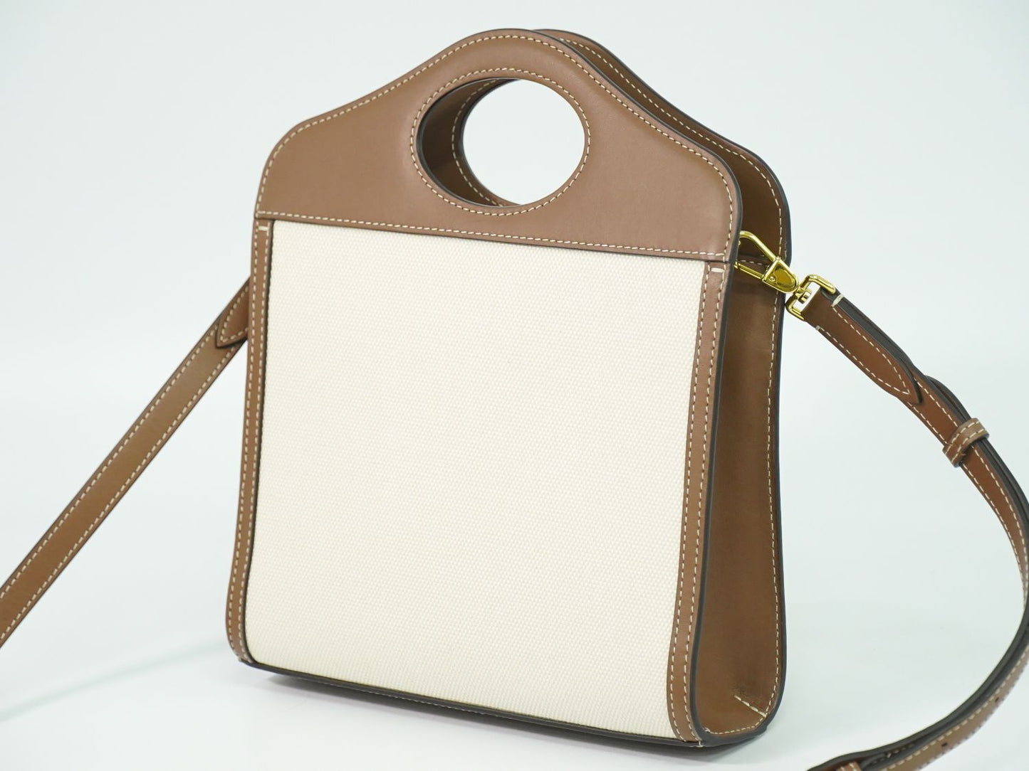 BURBERRY ミディアム ツートン 2WAY ショルダーバッグ ベージュ ブラウン