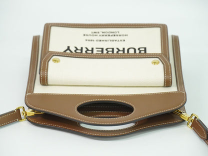 BURBERRY ミディアム ツートン 2WAY ショルダーバッグ ベージュ ブラウン