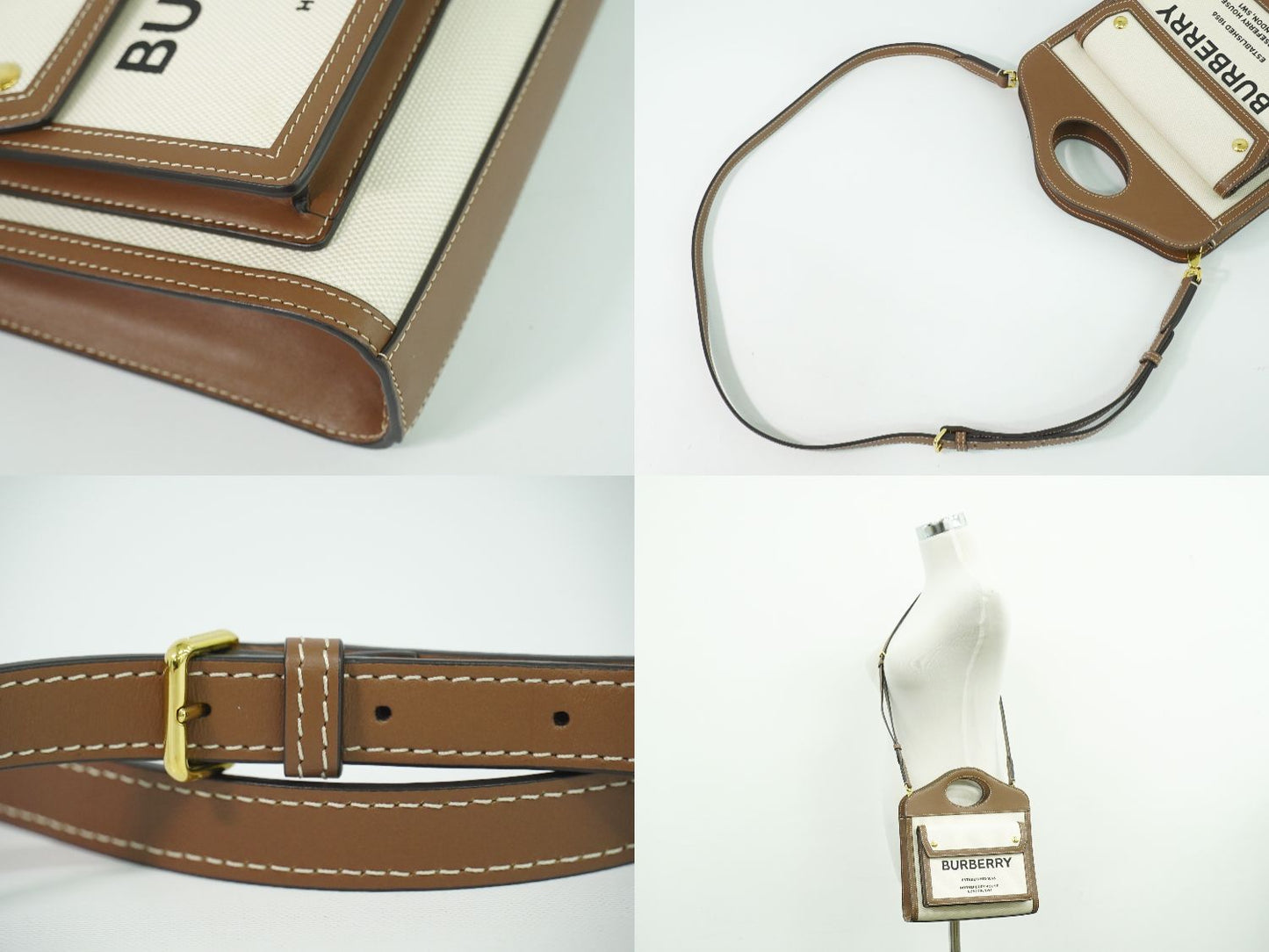 BURBERRY ミディアム ツートン 2WAY ショルダーバッグ ベージュ ブラウン