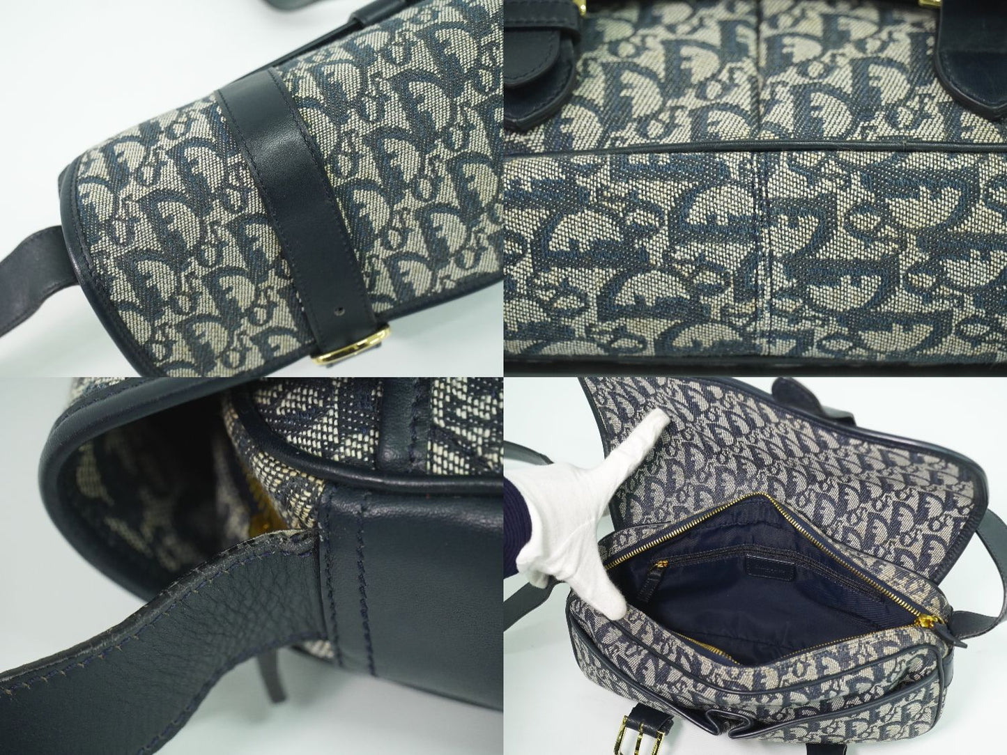 Christian Dior トロッター ショルダーバッグ グレー ネイビー