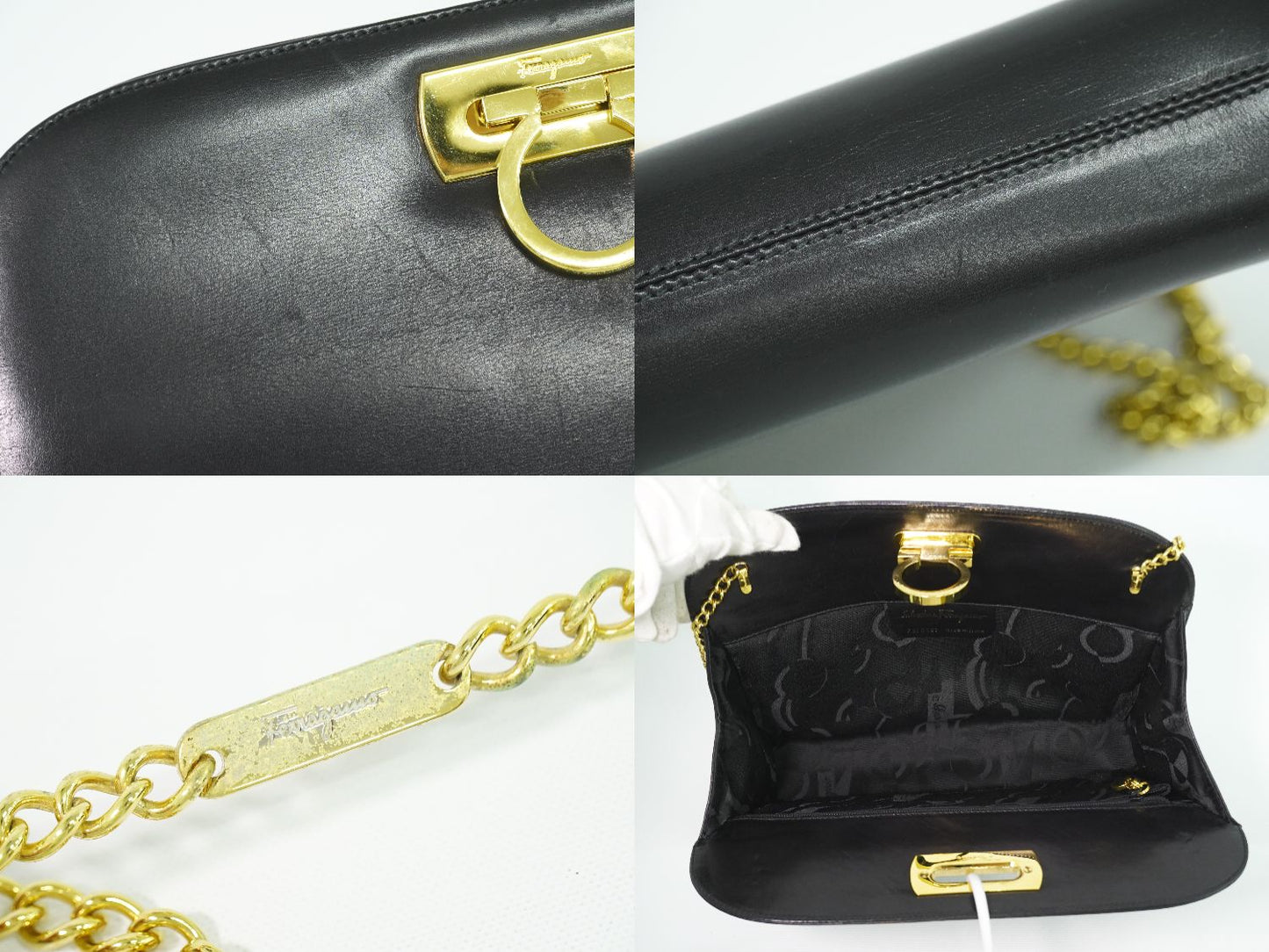 Salvatore Ferragamo ガンチーニ ショルダーバッグ ブラック
