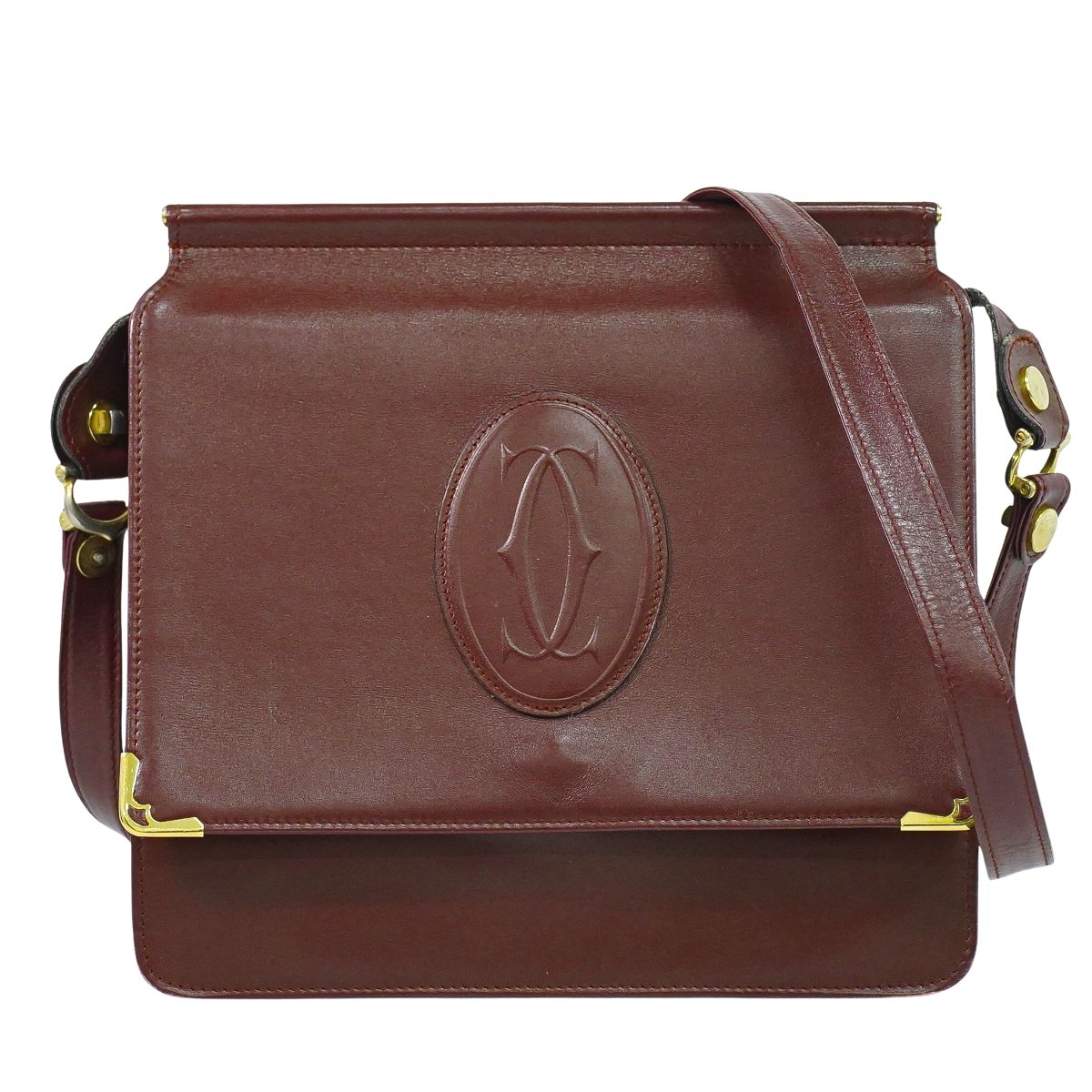 Cartier マストライン ショルダーバッグ ボルドー