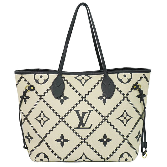 LOUIS VUITTON ネヴァーフル MM モノグラム アンプラント レザー トートバッグ クレーム M46039