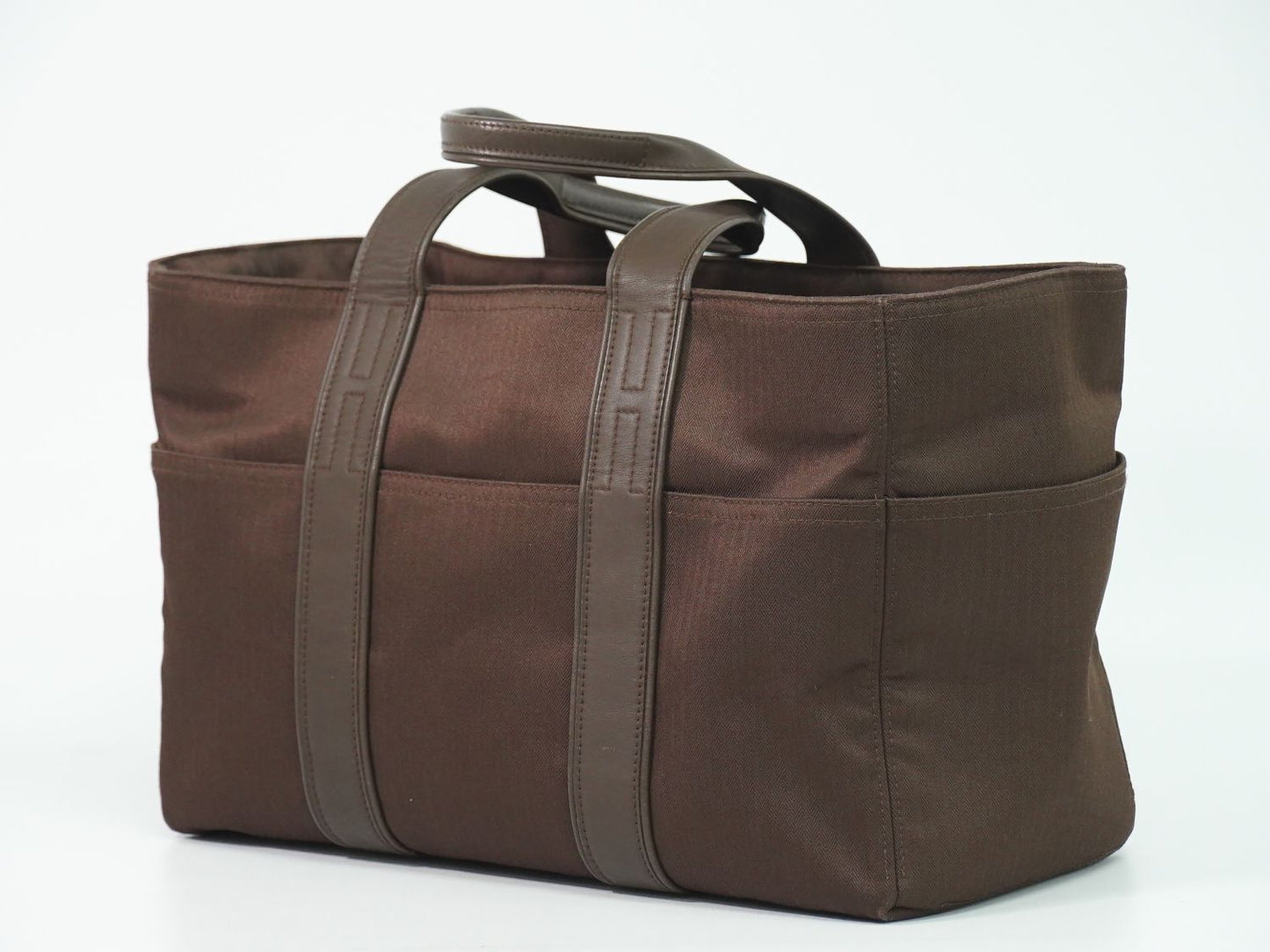 HERMES アカプルコ MM トワルシェブロン トートバッグ ブラウン