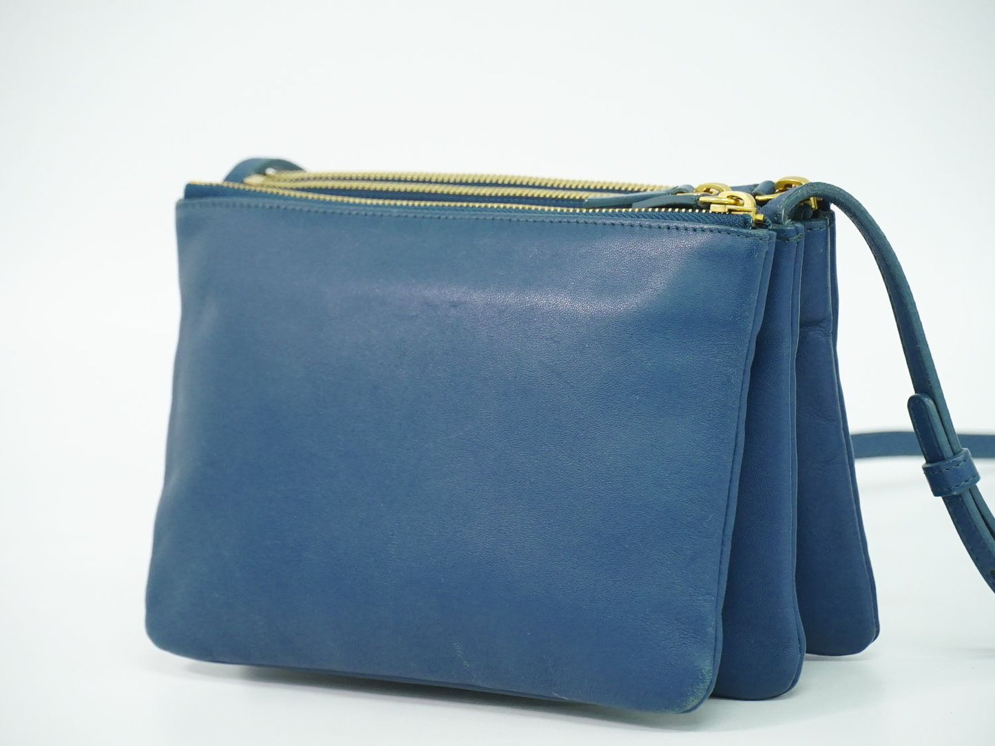 CELINE トリオ スモール ショルダーバッグ ブルー