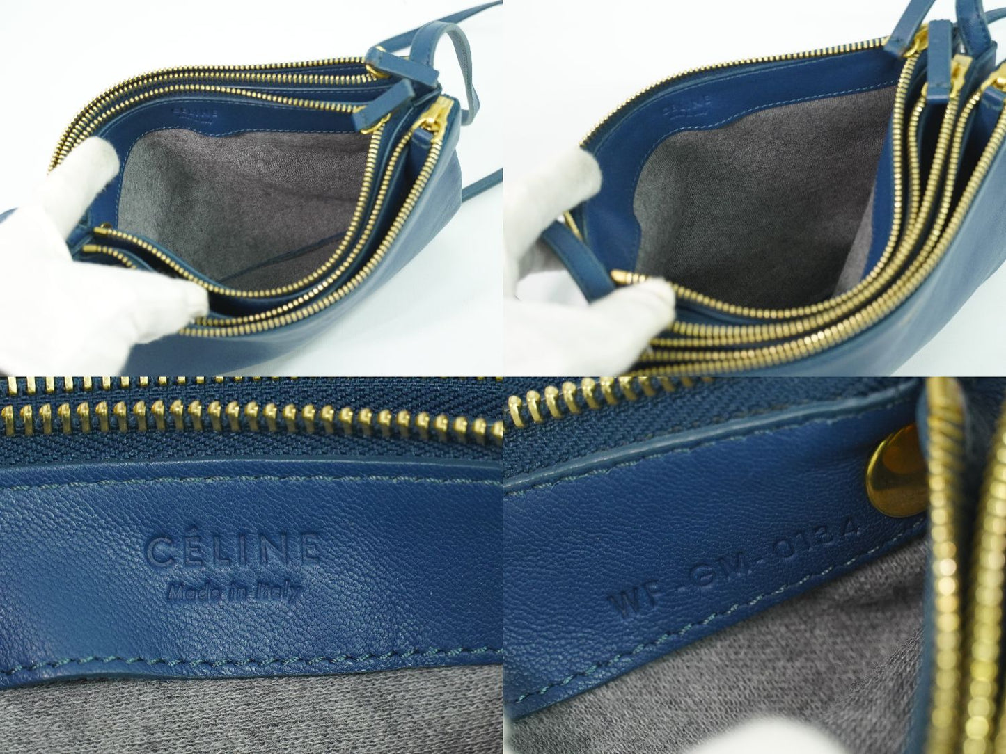 CELINE トリオ スモール ショルダーバッグ ブルー