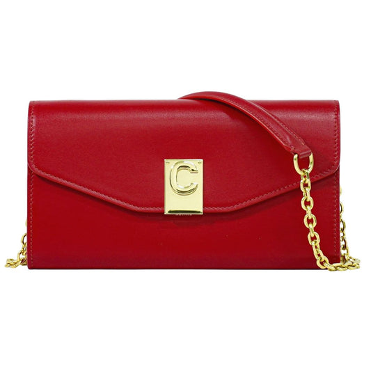 CELINE C チェーン ショルダーウォレット レッド