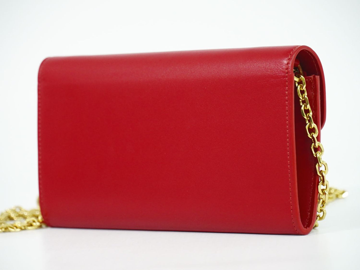 CELINE C チェーン ショルダーウォレット レッド