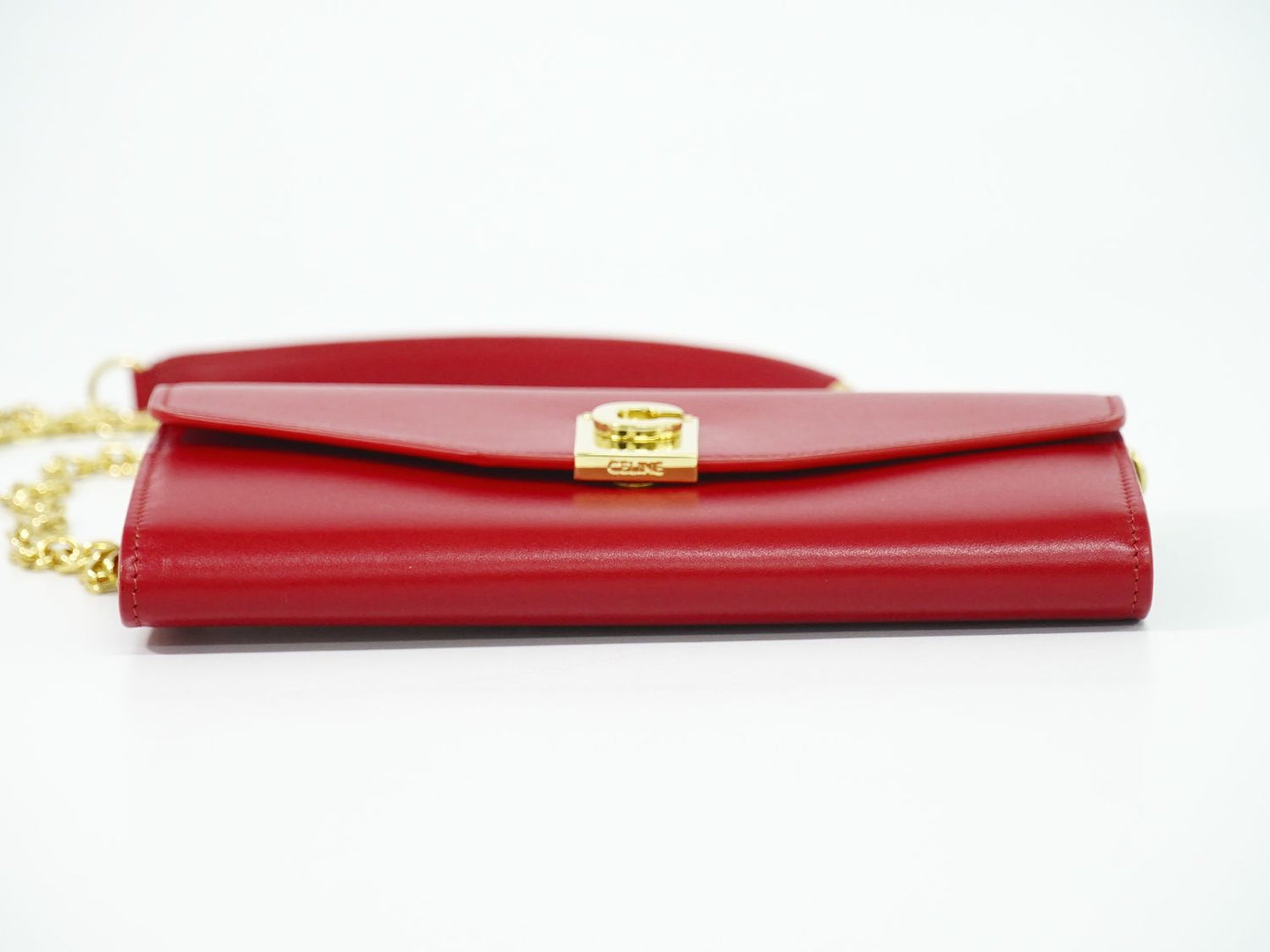 CELINE C チェーン ショルダーウォレット レッド