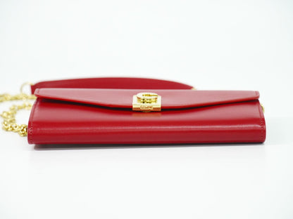 CELINE C チェーン ショルダーウォレット レッド