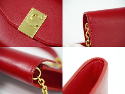 CELINE C チェーン ショルダーウォレット レッド