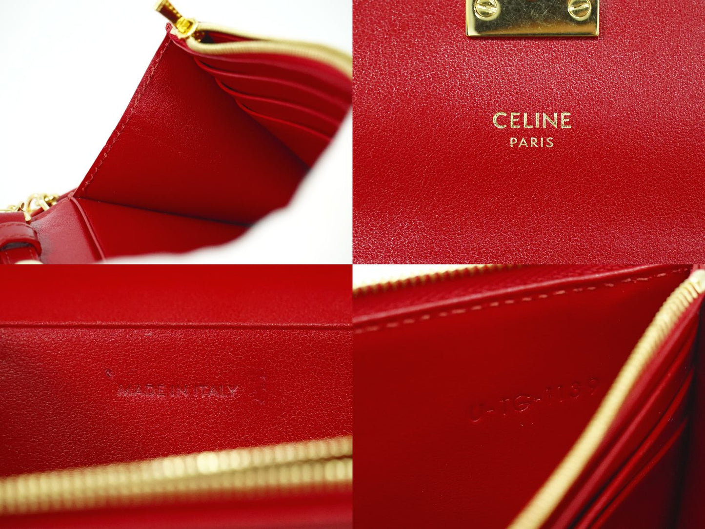 CELINE C チェーン ショルダーウォレット レッド