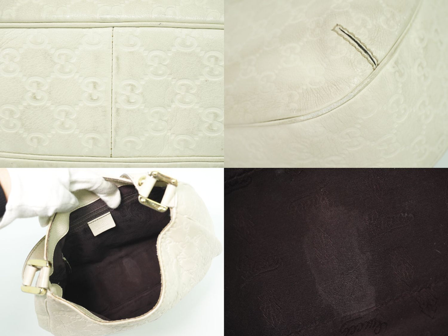 GUCCI グッチシマ レザー ショルダーバッグ ホワイト 233608