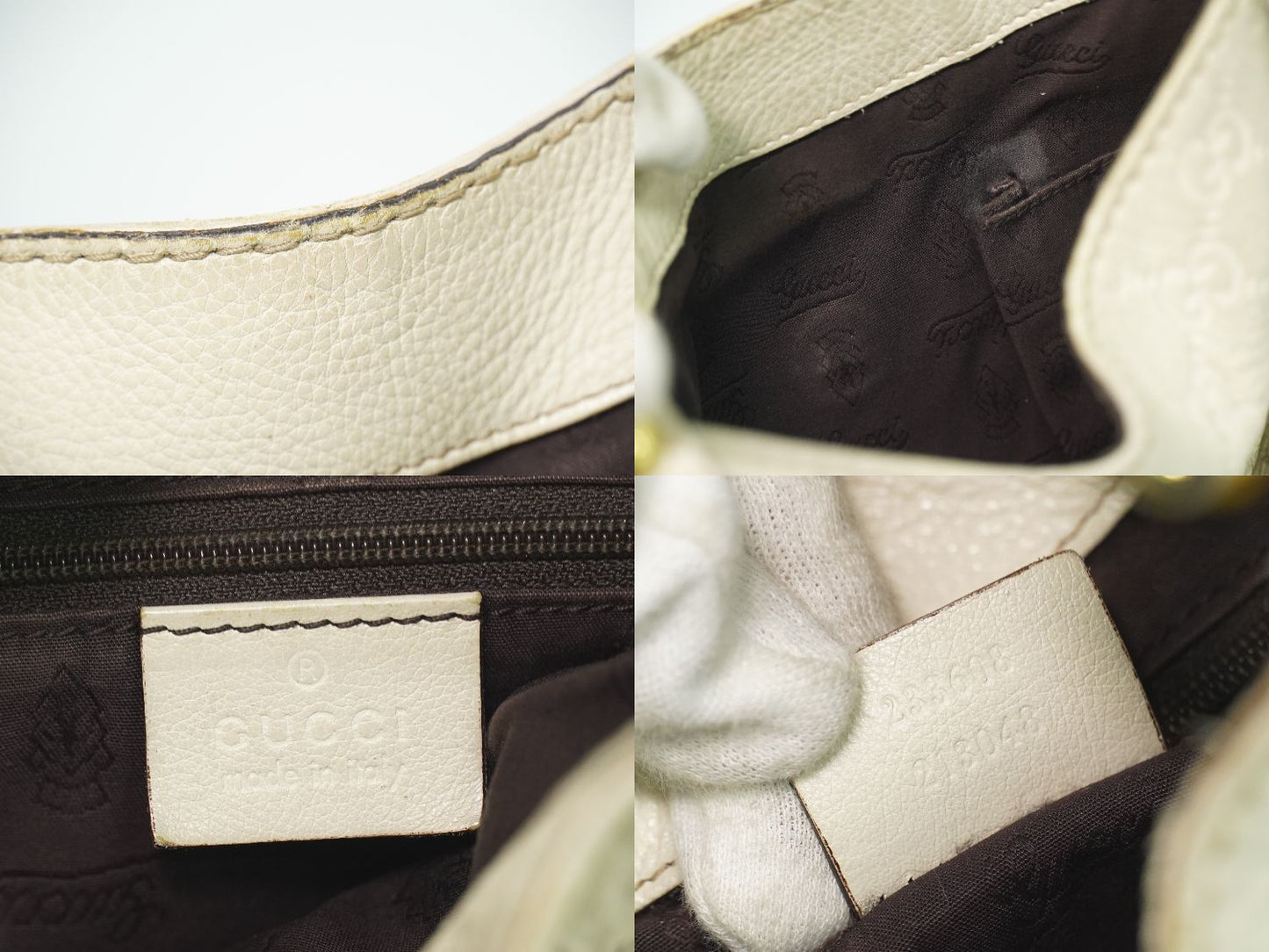 GUCCI グッチシマ レザー ショルダーバッグ ホワイト 233608
