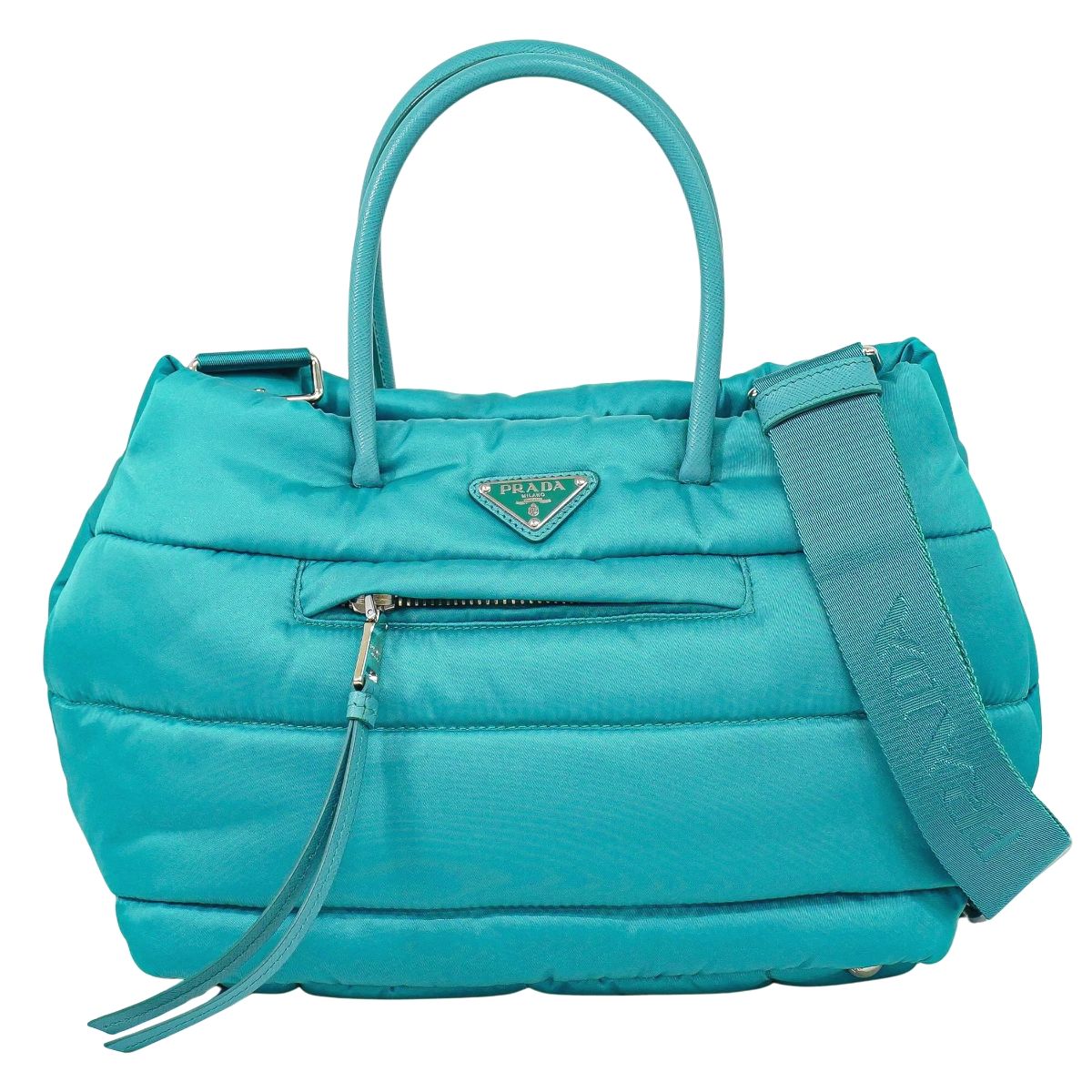 PRADA ボンバー 2WAY ショルダーバッグ ターコイズブルー