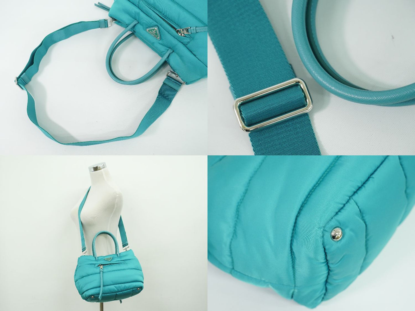 PRADA ボンバー 2WAY ショルダーバッグ ターコイズブルー