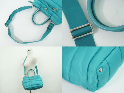 PRADA ボンバー 2WAY ショルダーバッグ ターコイズブルー