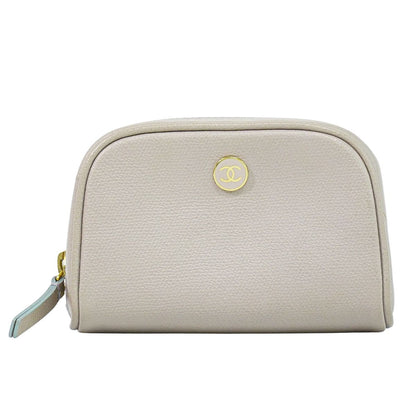 CHANEL ココボタン ポーチ グレージュ