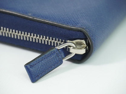 PRADA レザー 長財布 ブルー