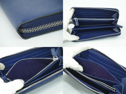 PRADA レザー 長財布 ブルー