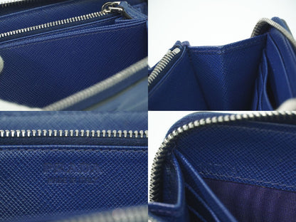 PRADA レザー 長財布 ブルー