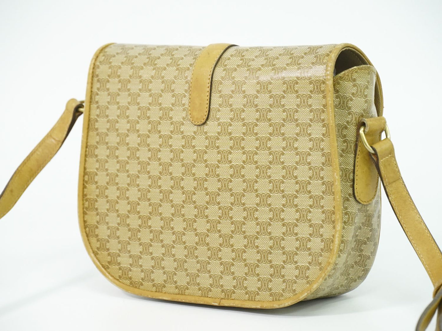 CELINE マカダム ショルダーバッグ ベージュ