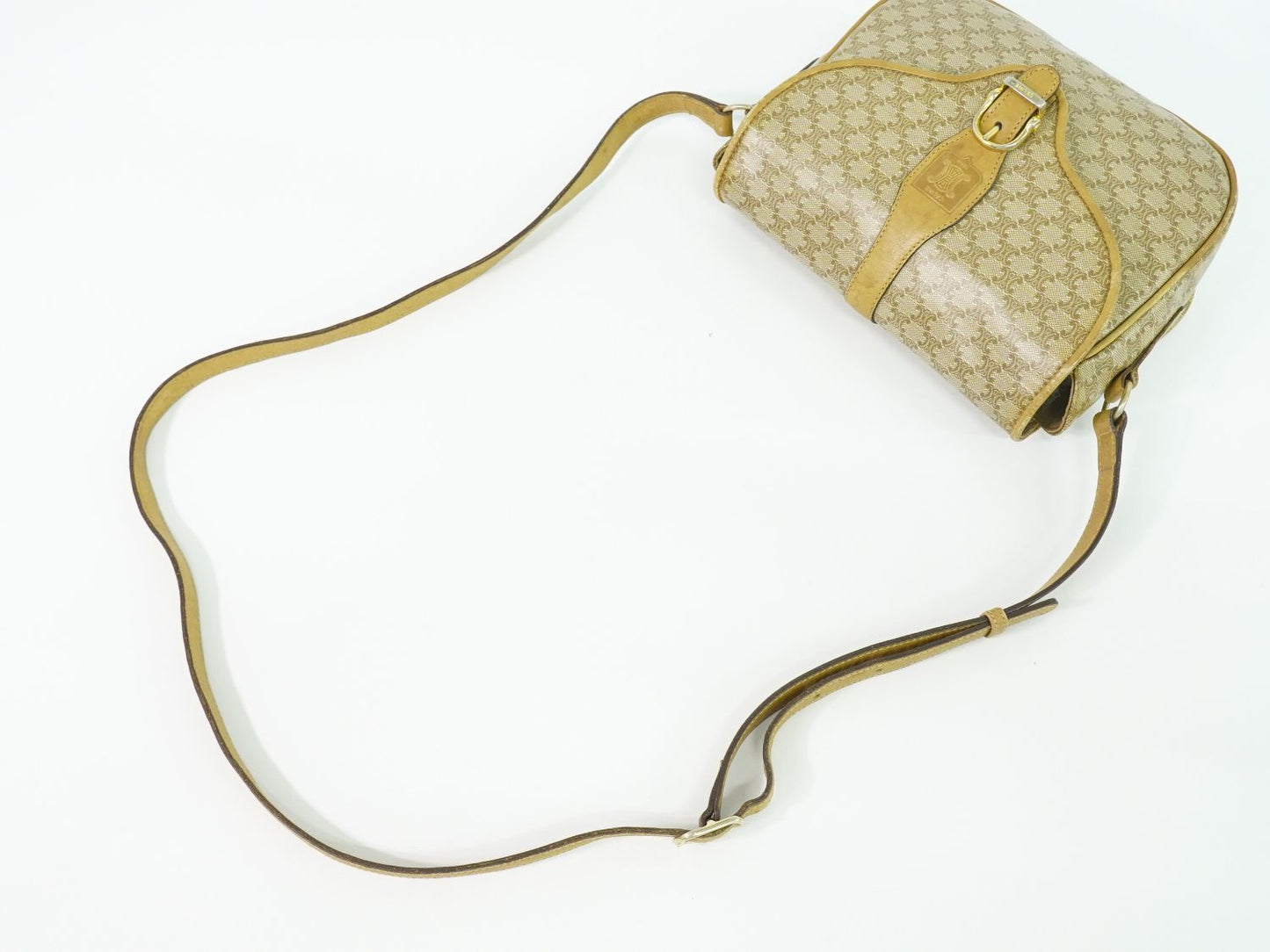 CELINE マカダム ショルダーバッグ ベージュ