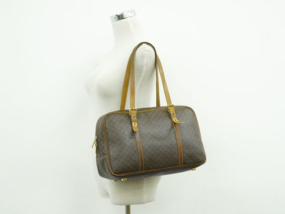 CELINE マカダム ショルダーバッグ ブラウン