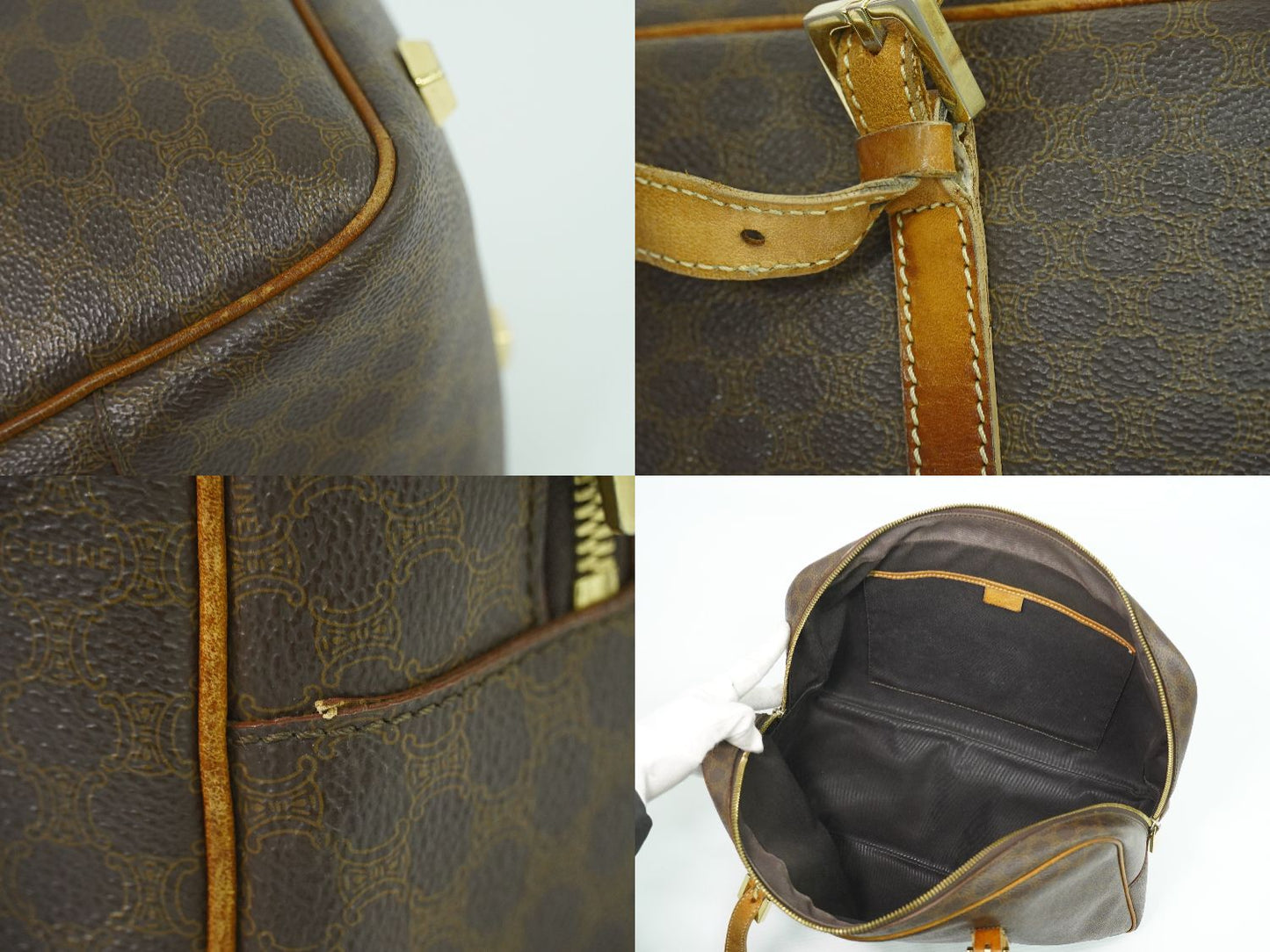 CELINE マカダム ショルダーバッグ ブラウン