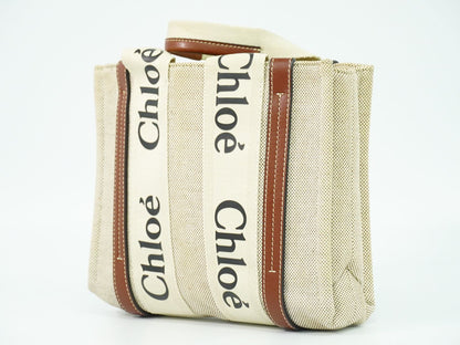 Chloe ウッディ スモール トートバッグ ベージュ ブラウン